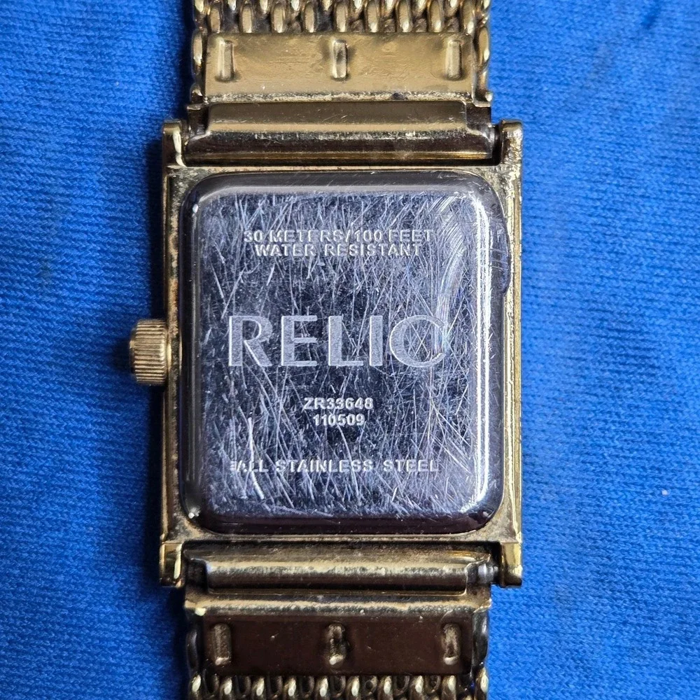 Relic Gold Tone ZR33648 Mesh Band Square Face Water Resistant Women's Watch